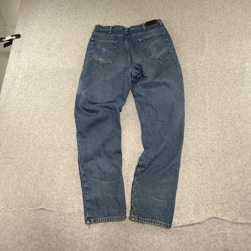LL Bean Double L‎ Natural Fit Flannel Lined Jeans Mens 34x36 Blue Light Wash